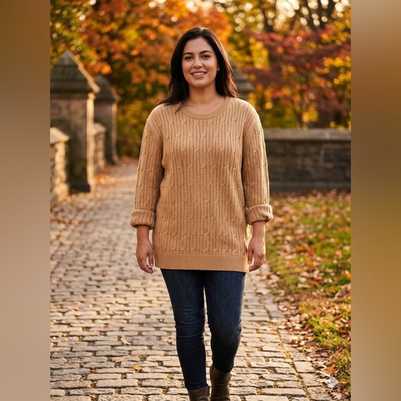 Express Other - Express "Pecan" 100% Cotton Cable Knit Sweater- Men L/ Unisex XL Boyfriend S/M